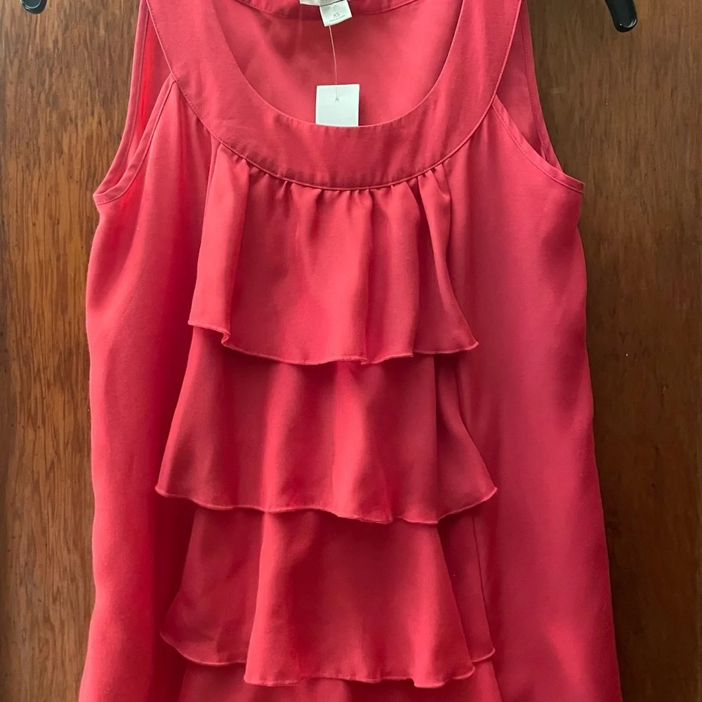 LOFT Red Ruffled Blouse - Picture 1 of 3